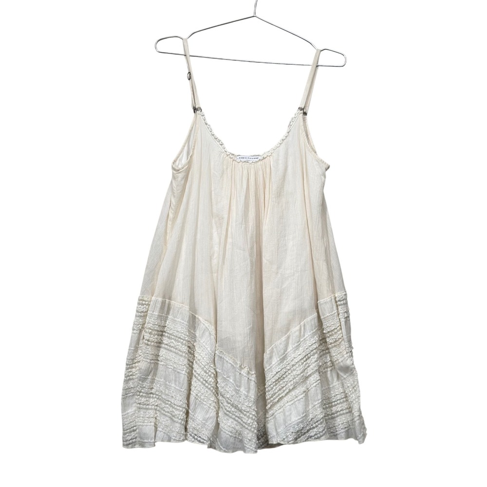 Robin Piccone Ivory Cotton Lace Trim Boho Cami Tank Top dress Women's Medium